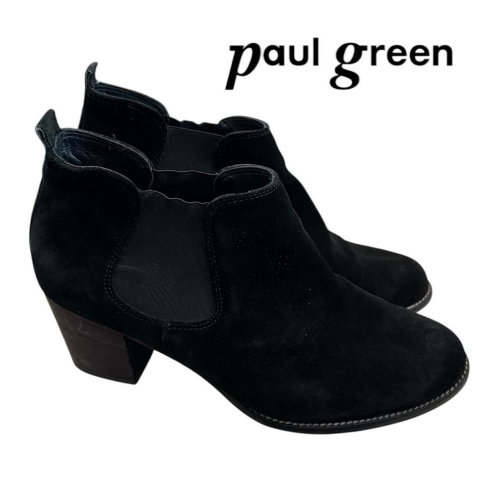 Paul Green Women's Black Suede Leather Ankle Boots Booties 7.5